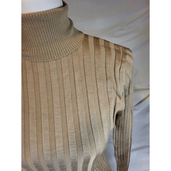 Cerruti Jean Tan Ribbed Turtle Beck Ribbed Sweater‎ Large - Picture 2 of 5